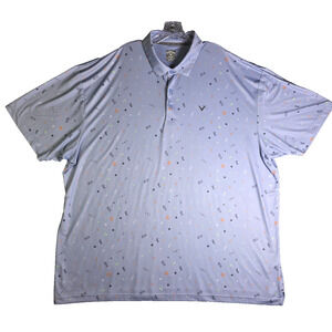 Callaway Opti-Dri Polo Shirt Men's Blue All-Over Print Short Sleeve Golf - 3XLT